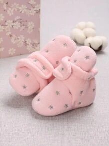Baby Star Embroidery Hook-and-loop Fastener Strap Boots - Pink - View 5