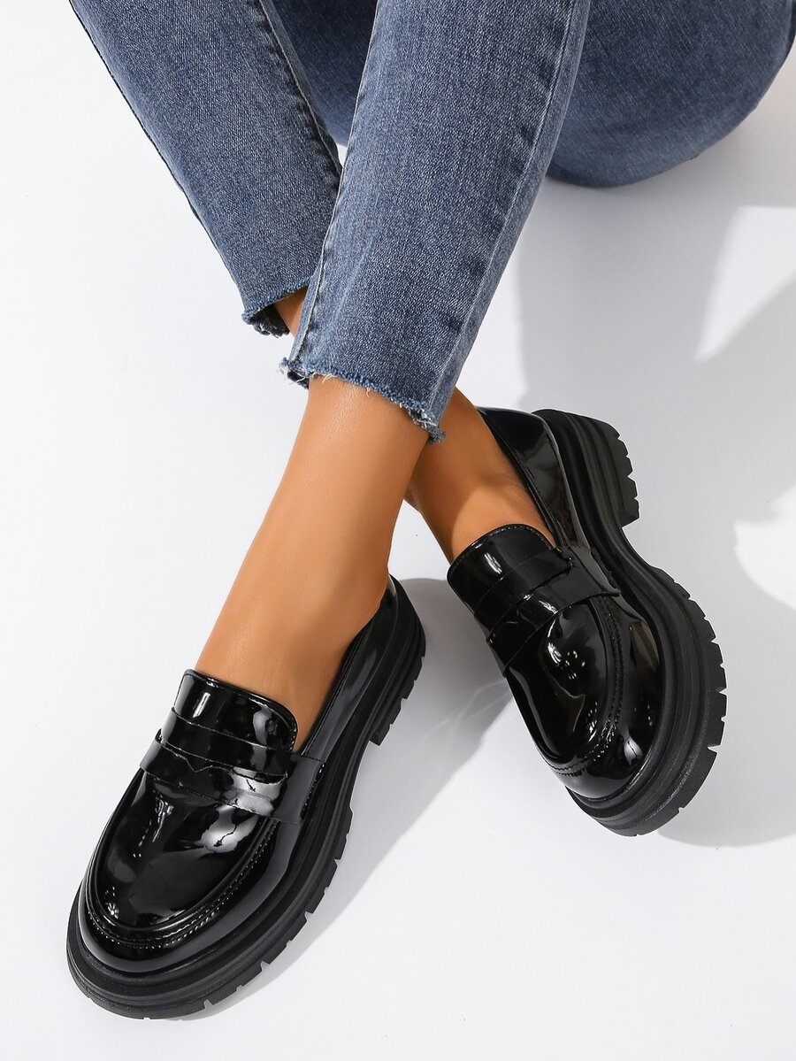 Minimalist SlipOn Flatform Penny Loafers SHEIN USA