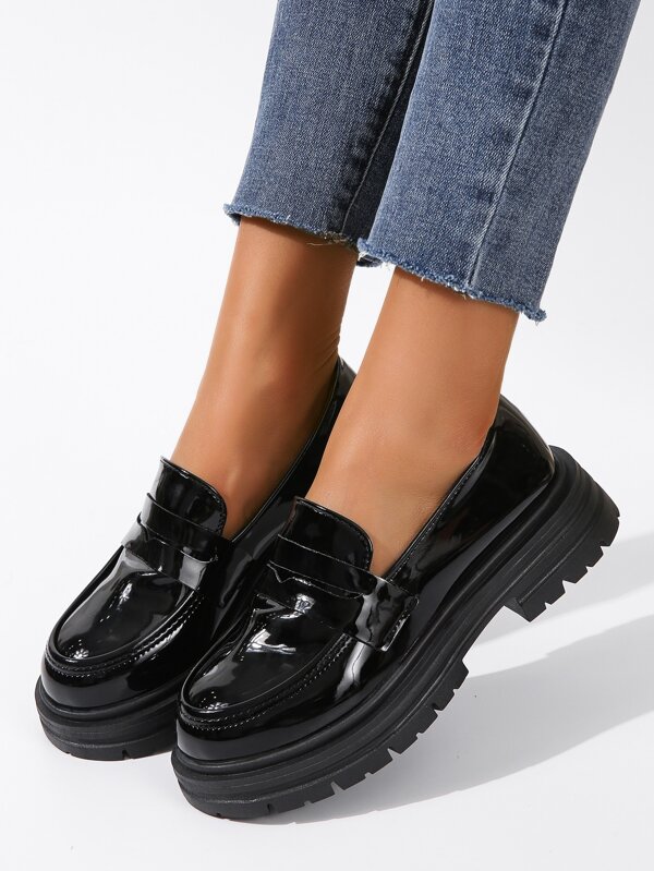 Minimalist SlipOn Flatform Penny Loafers SHEIN UK