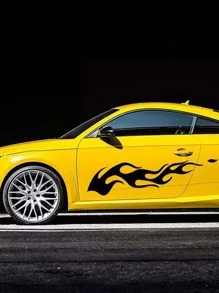 สติกเกอร์ติดรถ 2 ชิ้น ลายไฟ - สีดำ - ดู 1