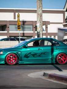 สติกเกอร์ติดรถ 2 ชิ้น ลายไฟ - สีดำ - ดู 4