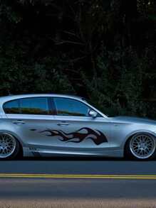 สติกเกอร์ติดรถ 2 ชิ้น ลายไฟ - สีดำ - ดู 5