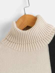 Girls Two Tone Turtleneck Drop Shoulder Jumper - Multicolor - View 3