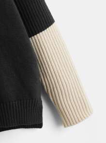 Girls Two Tone Turtleneck Drop Shoulder Jumper - Multicolor - View 4