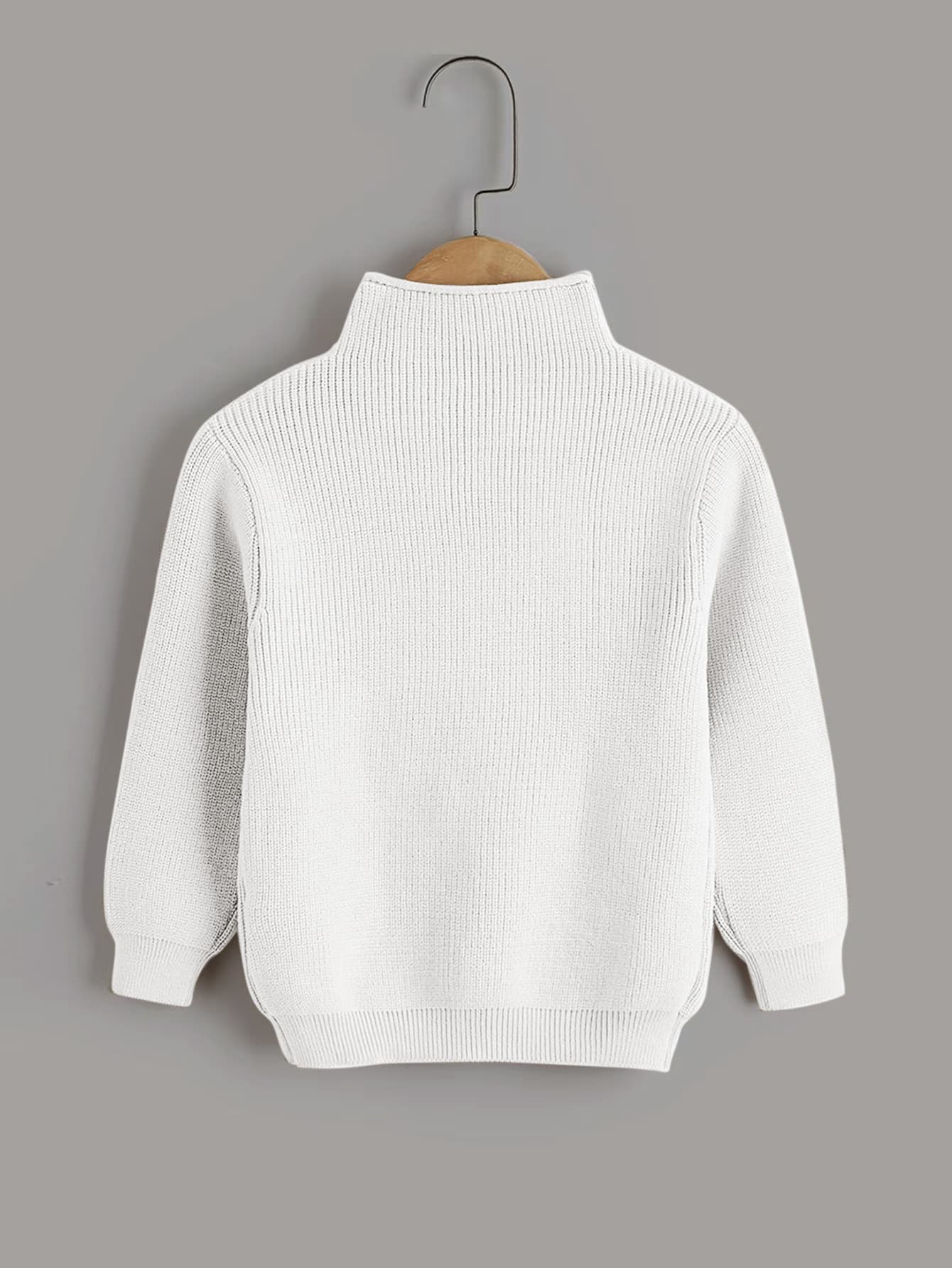 SHEIN Jersey De Cuello Falso De Punto Acanalado Para Niño Joven - Blanco - Ver 1