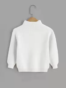 SHEIN Jersey De Cuello Falso De Punto Acanalado Para Niño Joven - Blanco - Ver 2