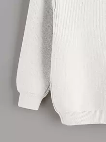 SHEIN Jersey De Cuello Falso De Punto Acanalado Para Niño Joven - Blanco - Ver 4