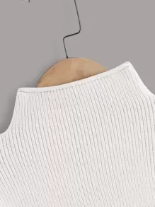 SHEIN Jersey De Cuello Falso De Punto Acanalado Para Niño Joven - Blanco - Ver 5