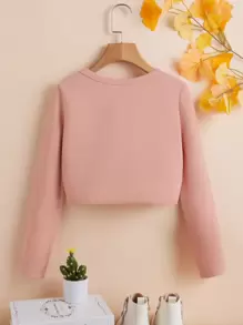 SHEIN Chaqueta De Punto De Ocio Para Chica Preadolescente De Color Sólido Con Mangas Largas Y Delantera Abierta - Rosa vieja - Ver 2