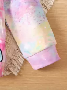 SHEIN Cô Gái Trẻ Nhuộm buộc Đồ họa Hoạt hình Áo Hoodie & Quần thể thao - Nhiều màu - Xem 5