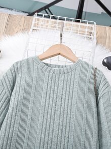 Girls Heart Pattern Drop Shoulder Tee Dress - Mint Green - View 4