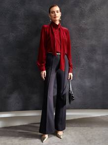 MOTF PREMIUM VELVET BALLOON SLEEVE T-SHIRT - Red - View 5