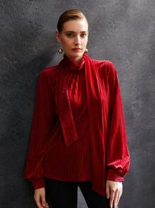 MOTF PREMIUM VELVET BALLOON SLEEVE T-SHIRT - Red - View 7