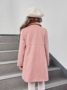 SHEIN Girls Bow Front Fold Pleated Overcoat