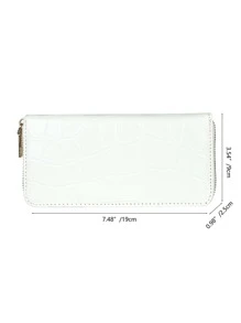 Funda para chequera con relieve de cocodrilo, delgada, portátil, para empleados administrativos, ideal para mujeres, estudiantes, estudiantes universitarios, viajes de negocios, oficina, aniversarios, parejas, cumpleaños, San Valentín, billetera, billetera larga, útiles escolares. - Blanco - Ver 3