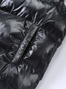 Manfinity Men Solid Zipper Detail Padded Gilet - Black - View 8