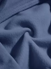 INAWLY Hoodie Túi kangaroo Chất rắn Lót nhiệt - Màu xanh bụi bặm - Xem 3