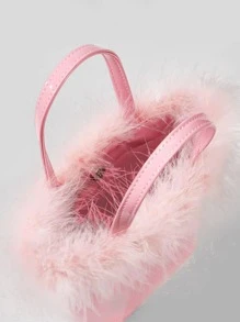 SHEIN ICON 街頭風格,毛茸茸,柔軟,毛絨細節小背包適用於女孩,女性,大學生,新手和白領工人用於工作,辦公室通勤,秋冬季節,溫暖冬季,戶外,派對,舞會,婚禮 - 粉色 - 查看 7
