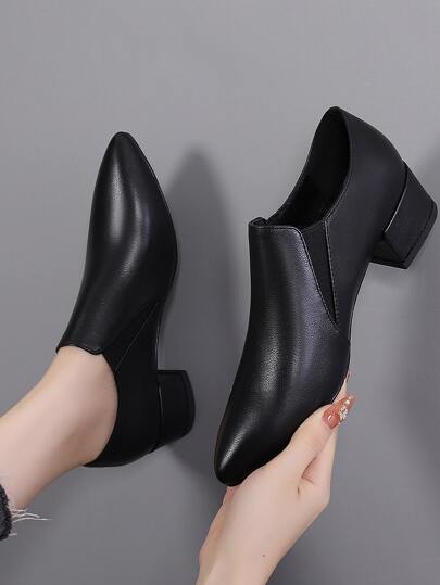 Women's Pointed Toe Chunky Heel Office Work Shoes Fashion Pumps For Spring Autumn, Elegant