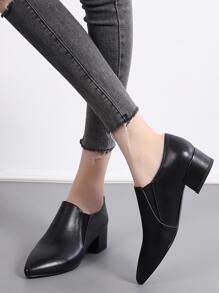 Women's Pointed Toe Chunky Heel Office Work Shoes Fashion Pumps For Spring Autumn, Elegant - Black - View 3