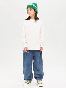 Niños Camiseta con estampado de letra - Blanco - Ver 4