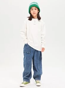 Niños Camiseta con estampado de letra - Blanco - Ver 6