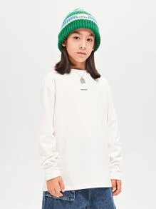 Niños Camiseta con estampado de letra - Blanco - Ver 1