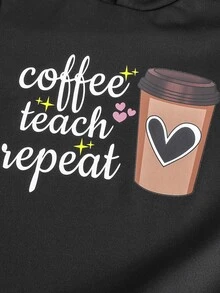 女孩標語和愛心圖案連帽衫