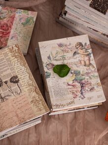 have a good day 1pc 100 Sheets Vintage Style Decorative Material Paper For Aesthetic Scrapbooking, Collage, Diy Craft, Style Design, Office Or School Supplies(random 8 Patterns) - Multicolor - View 6