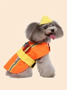 1set Fireman Design Pet Costume Halloween Halloween Costumes - Orange - View 1