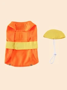 1set Fireman Design Pet Costume Halloween Halloween Costumes - Orange - View 3