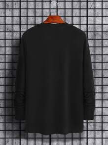 Manfinity Homme Áo thun dài tay in hình bài tây nam, quà tặng cho bạn trai - màu đen - Xem 2