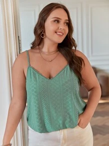 SHEIN Frenchy 大碼刺繡網紗吊帶上衣 - 薄荷綠 - 查看 2