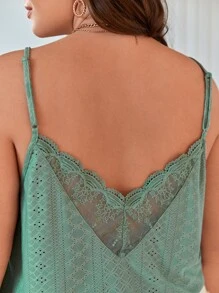 SHEIN Frenchy 大碼刺繡網紗吊帶上衣 - 薄荷綠 - 查看 5