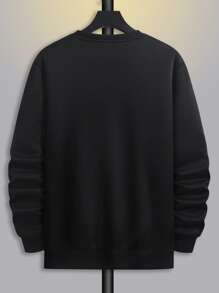 Aesthetic Post--Men Letter Graphic Sweatshirt - Black - View 2