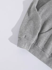 SHEIN Unity Drop Shoulder Letter Graphic Pouch Pocket Hoodie - Light Grey - View 3