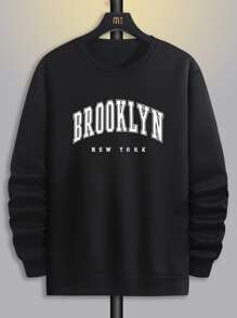 Aesthetic Post--Men Letter Graphic Sweatshirt - Black - View 4