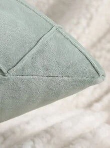 1pc Plain Pintuck Cushion Cover Without Filler - Mint Green - View 2