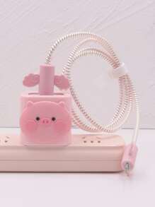 5 piezas Set Protector de cable de dato cerdo - Rosa - Ver 2