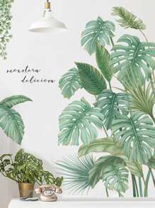 (2 张/包) 逼真的创意植物壁纸装饰植物背景贴纸绿色植物装饰贴花，多种设计可供选择，贴纸，墙贴，乙烯基贴花用于家庭装饰，春季装饰品让您的家焕然一新，节日装饰贴纸礼物生日毕业 - 綠色 - 查看 2