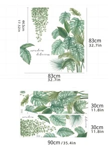 (2 张/包) 逼真的创意植物壁纸装饰植物背景贴纸绿色植物装饰贴花，多种设计可供选择，贴纸，墙贴，乙烯基贴花用于家庭装饰，春季装饰品让您的家焕然一新，节日装饰贴纸礼物生日毕业 - 綠色 - 查看 6
