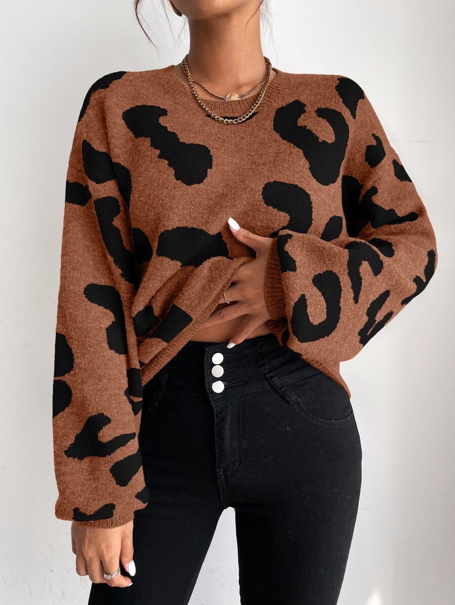 Chiquease Graphic Pattern Drop Shoulder Jumper - Rust Brown - View 1