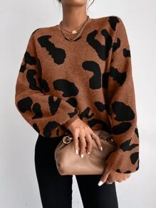 Chiquease Graphic Pattern Drop Shoulder Jumper - Rust Brown - View 3