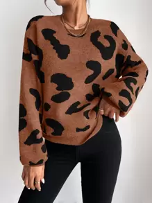 Chiquease Graphic Pattern Drop Shoulder Jumper - Rust Brown - View 7