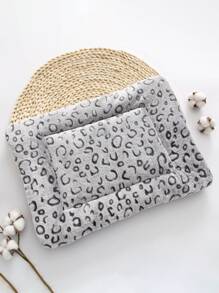 1入組豹紋印花長毛絨寵物墊 - 灰色 - 查看 1