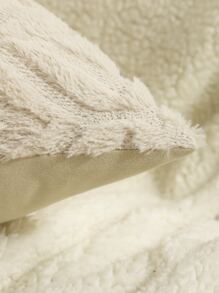 Miater 1pc Fluffy Cushion Cover Without Filler - Beige - View 3