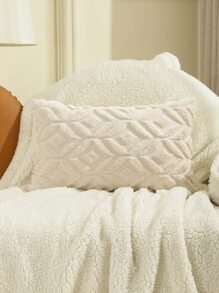 Miater 1pc Fluffy Cushion Cover Without Filler - Beige - View 6