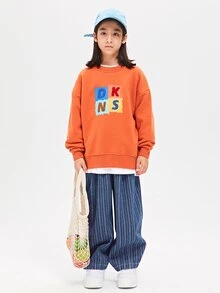 Chico preadolescente Jeans rectos estilo japones de rayas suelto para primavera & otoño - Azul lavado medio - Ver 6