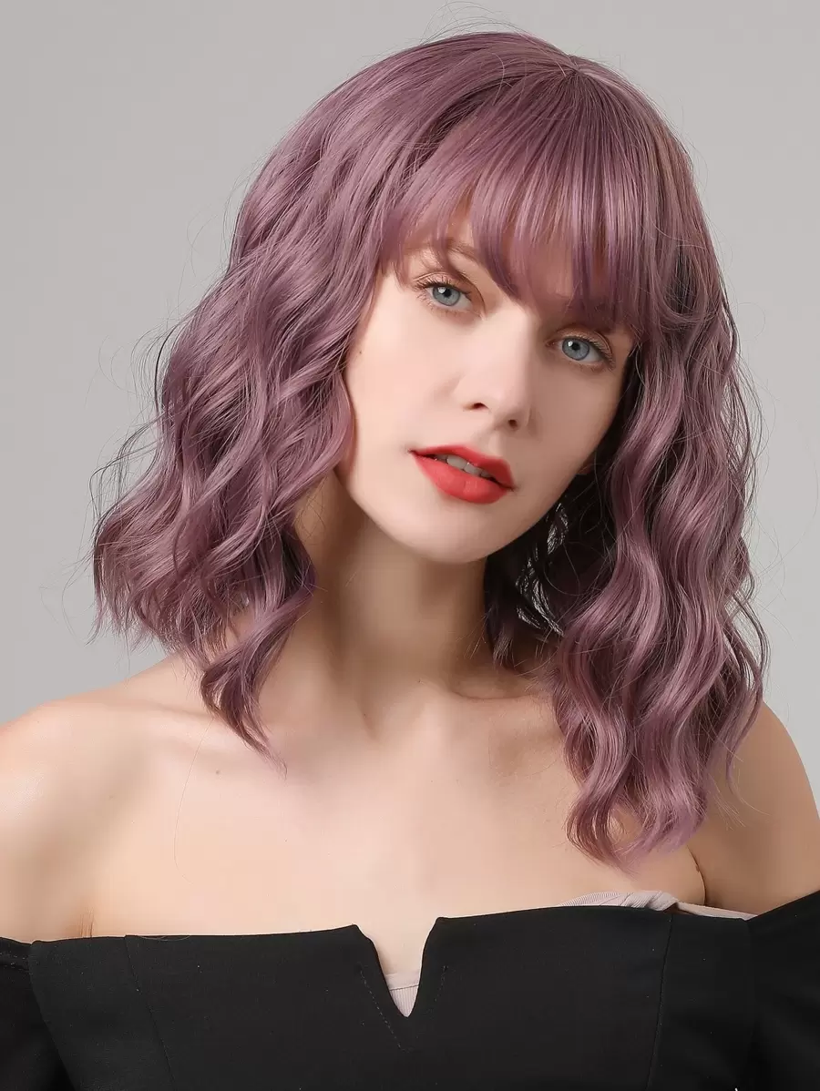 Natural Curly Wig With Bangs