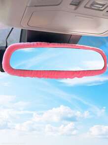 1pc Plush Car Rearview Mirror Cover - Pink - View 6